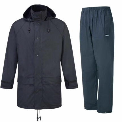 Fort Flex Waterproof Work Jacket & Trousers Navy PU Tricot Fabric